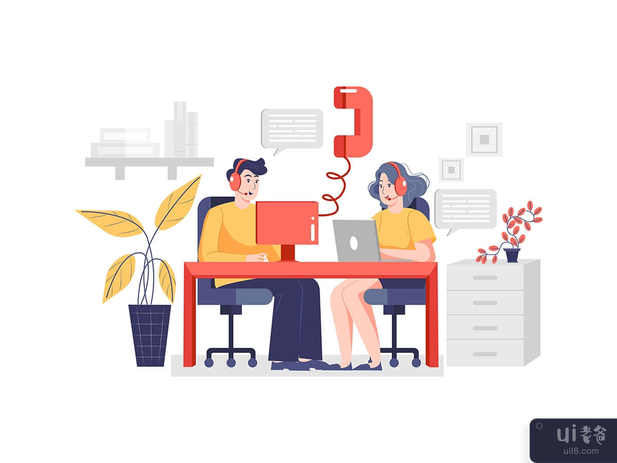 Call Center Vector Illustration concept 