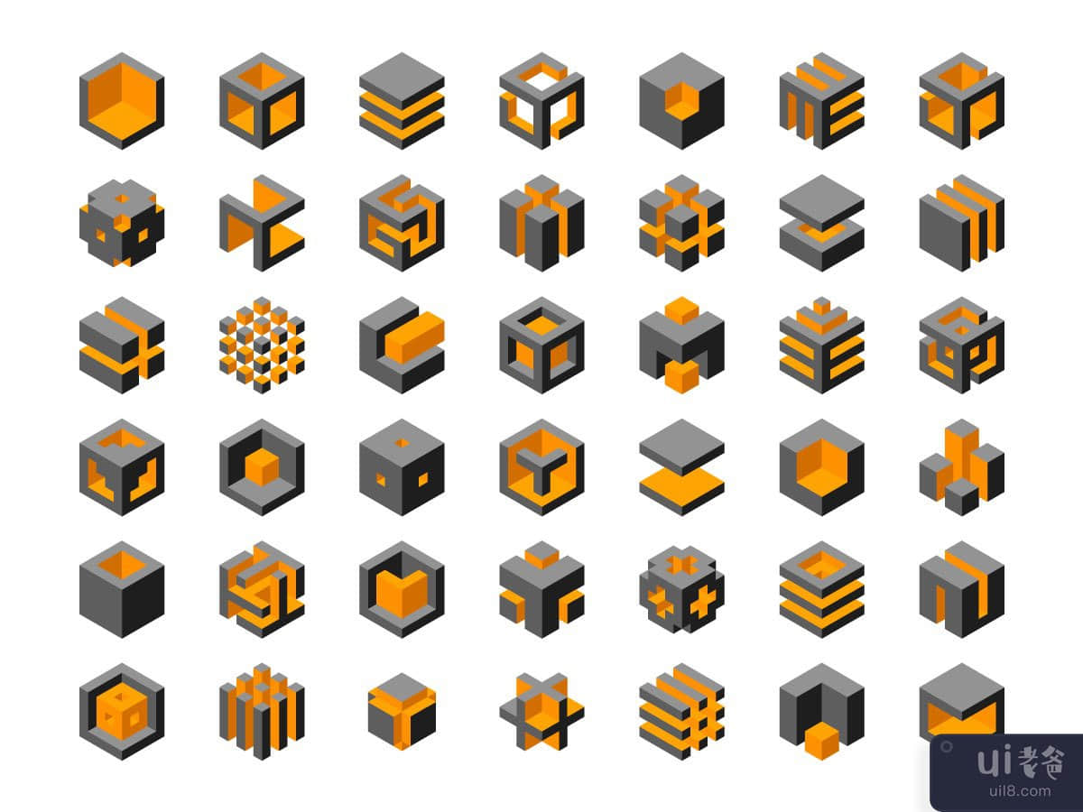 3D Cube logo set 