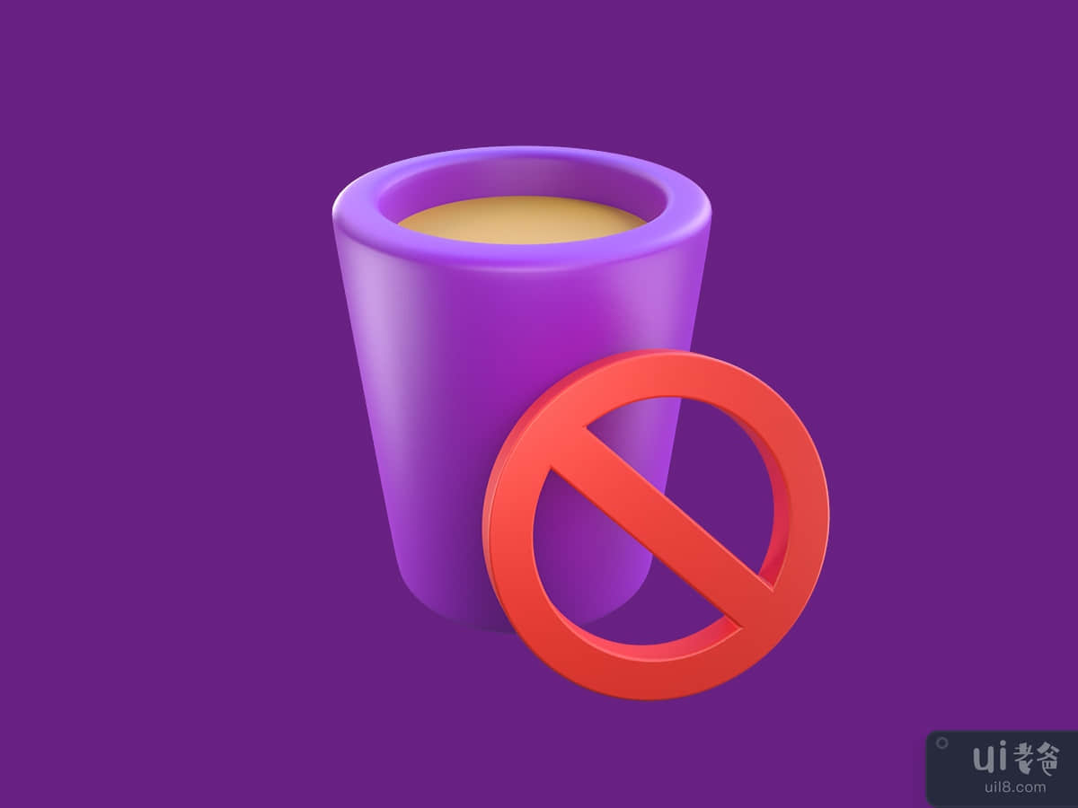 3D Rendering Ramadan Icon no drink for fasting	