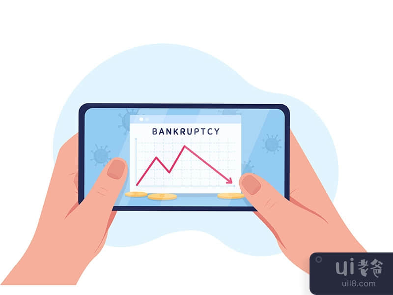Bankruptcy statistics 2D vector isolated illustration