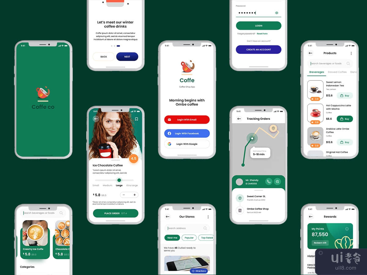 Cofee CO Mobile App UI kits