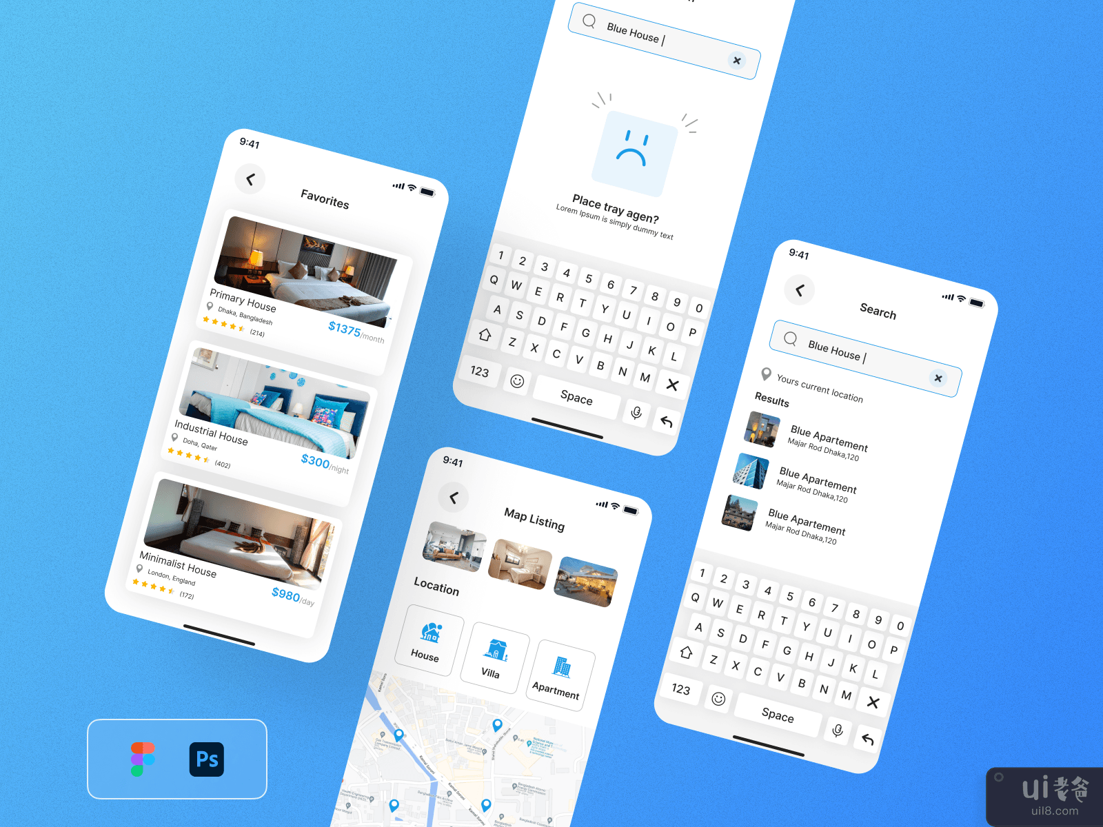 BooKing - Hotel Booking UI Kit for Figma & Photoshop V4