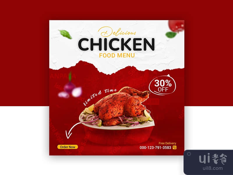 Chicken Food promotion menu Instagram social media banner design template