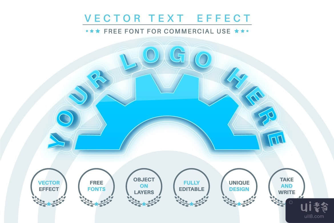 蓝水 - 可编辑的文本效果、字体样式(Blue water - editable text effect,  font style)插图3