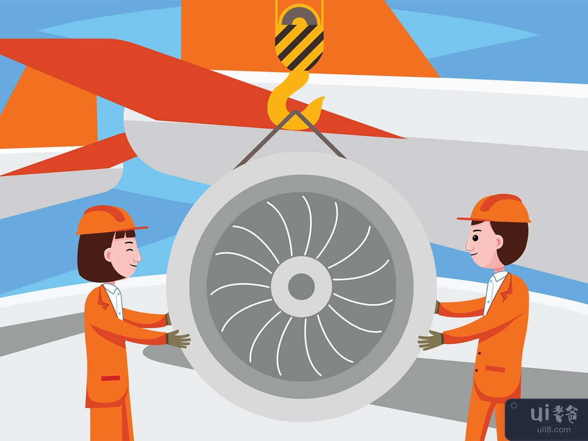 Airplane Engineer Profession Vector Illustration