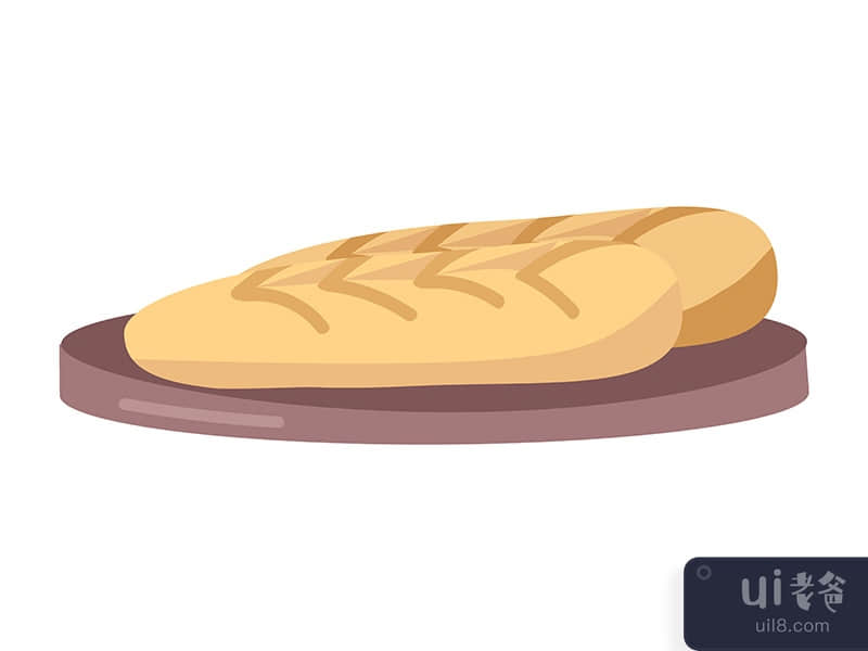 Bread semi flat color vector object