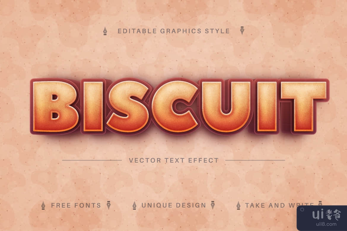 饼干 - 可编辑的文字效果，字体样式(Biscuit - Editable Text Effect, Font Style)插图2