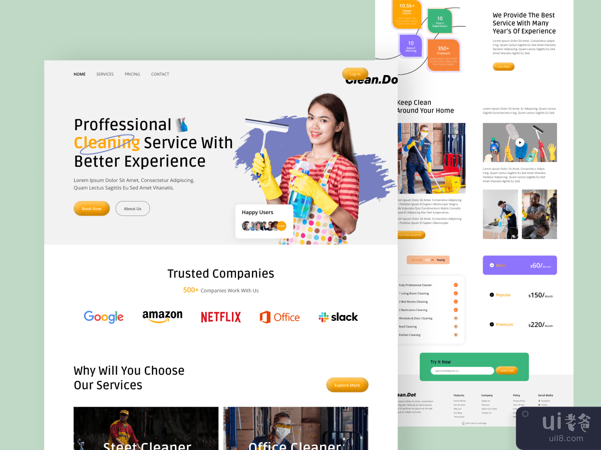 Cleaning Website Landing Page