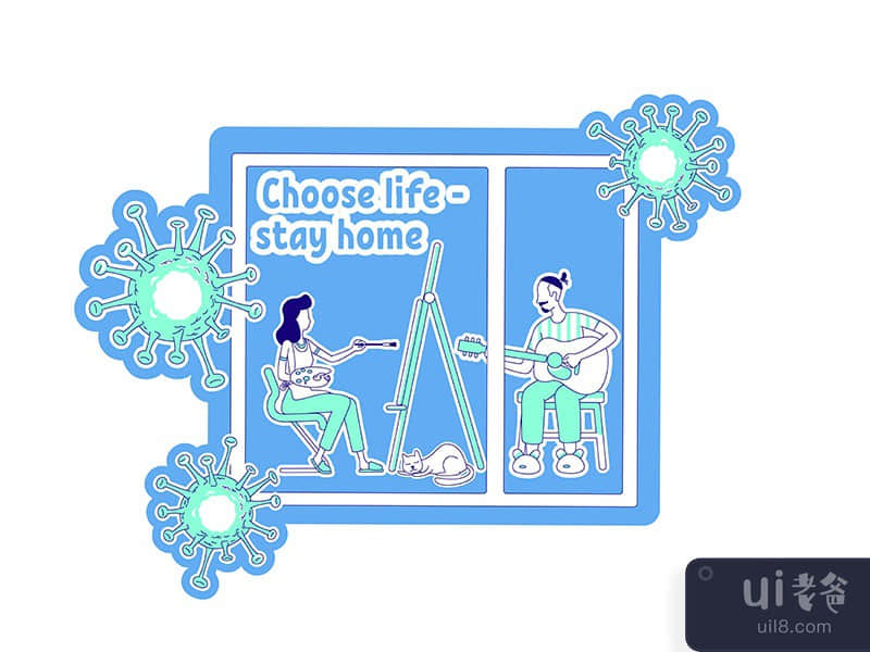 Choose life stay home thin line concept vector illustration