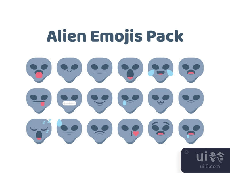 Alien emoji emoticon smiley icon set vector pack
