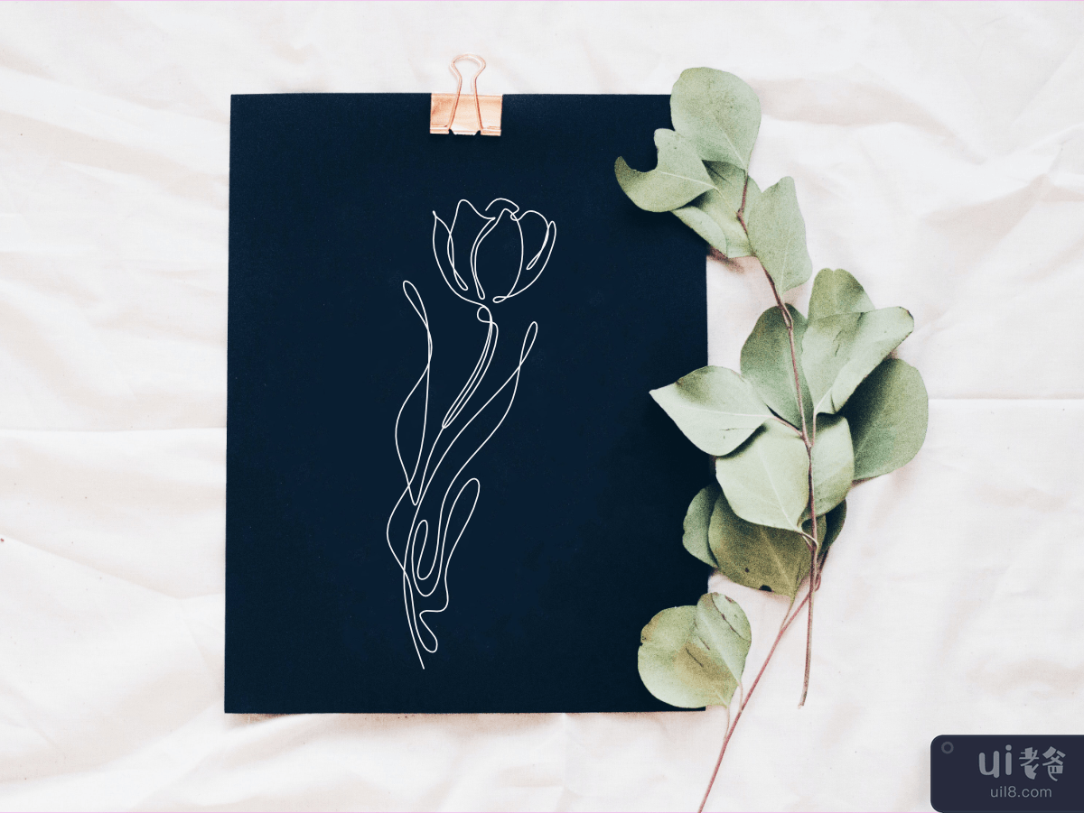 抽象花卉郁金香连续线画艺术奇异美学简单(Abstract Flower Tulip continuous line drawing art singulart aesthetic simple)插图6