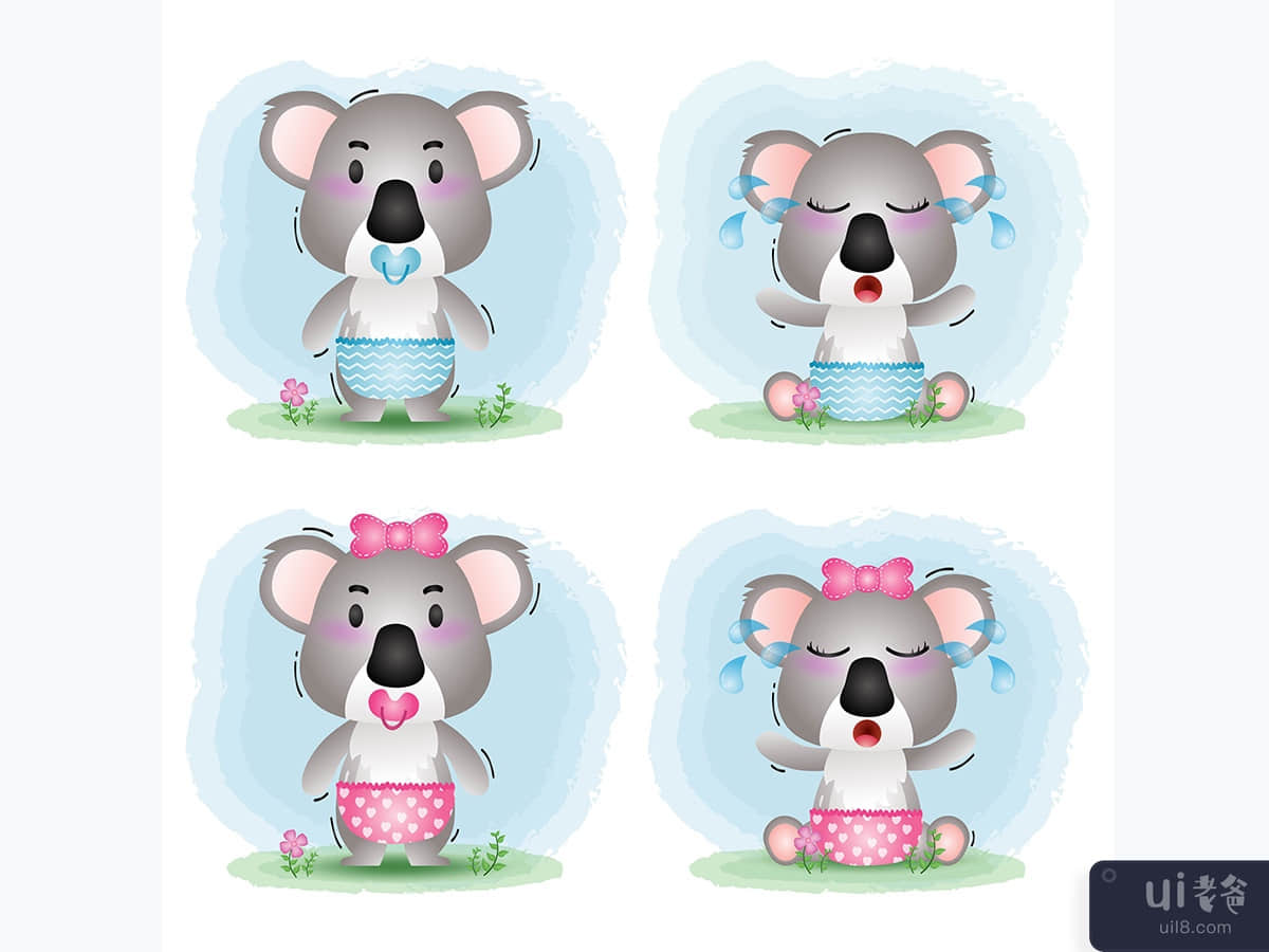 cute baby koala collection in the children's style