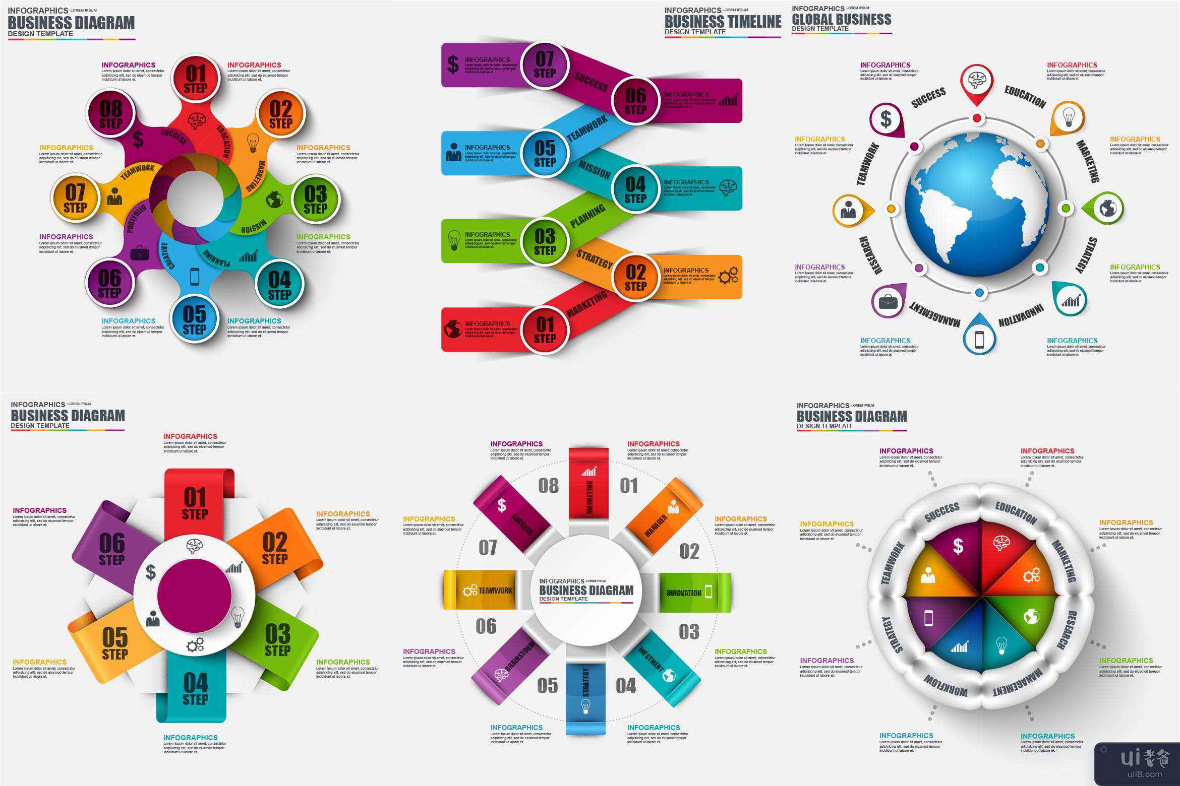 抽象的 3d 业务信息图表(Abstract 3d business infographics)插图2