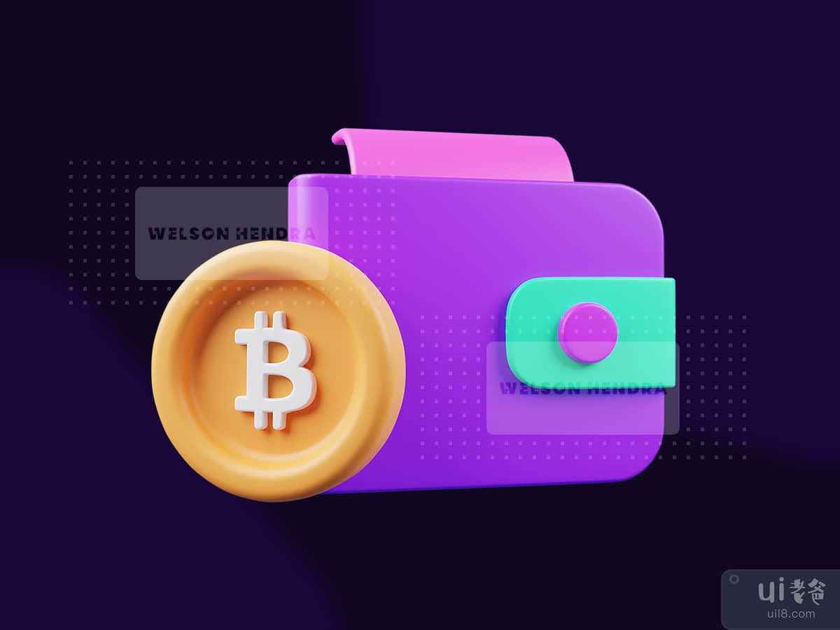 Bitcoin wallet - Cryptocurrency 3D Illustration Pack