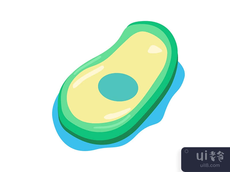 Avocado shaped air mattress semi flat color vector object