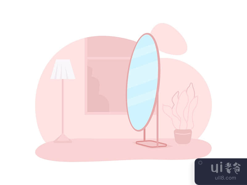 Apartment room with mirror 2D vector isolated illustration