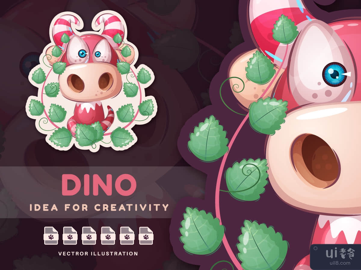 Cartoon Character Animal Monster Dino - Sticker