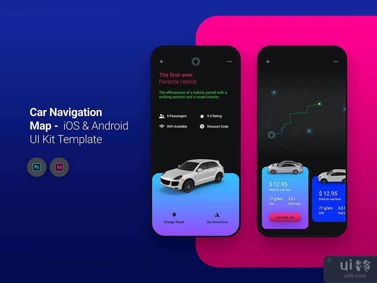 Car Navigation Map iOS & Android UI Kit