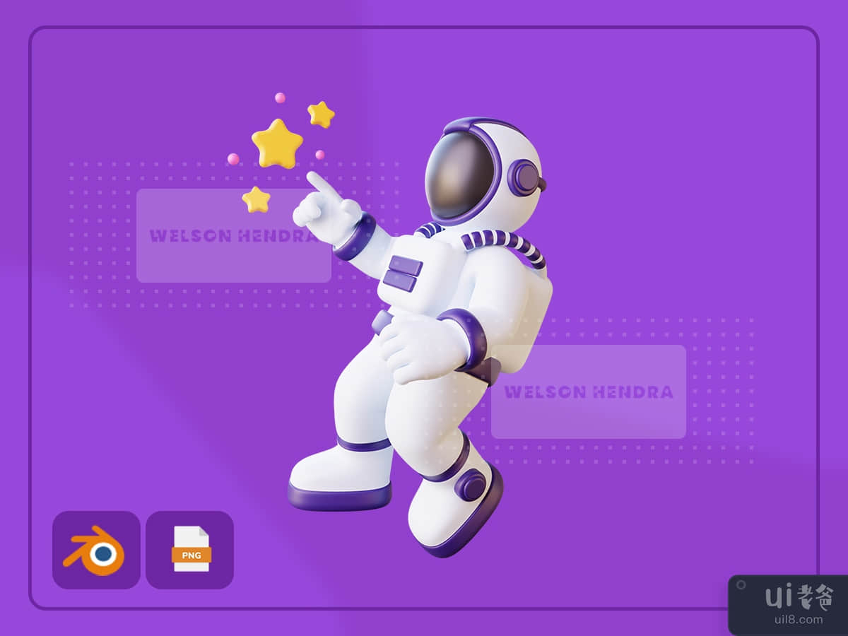 Astronaut touches the star - Space 3D Illustration Pack