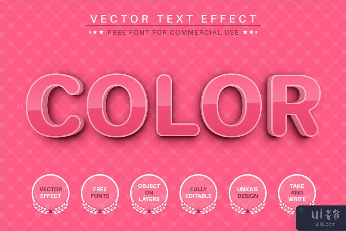 3D 粉色 - 可编辑文本效果，字体样式(3D Pink - Editable Text Effect, Font Style)插图7