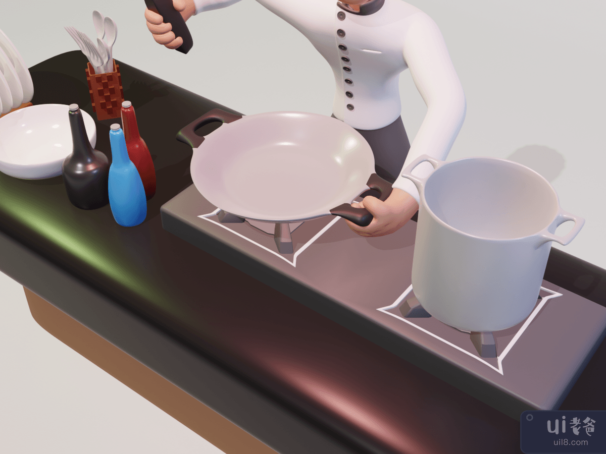 3D 插图厨师(3D Illustration chef)插图3