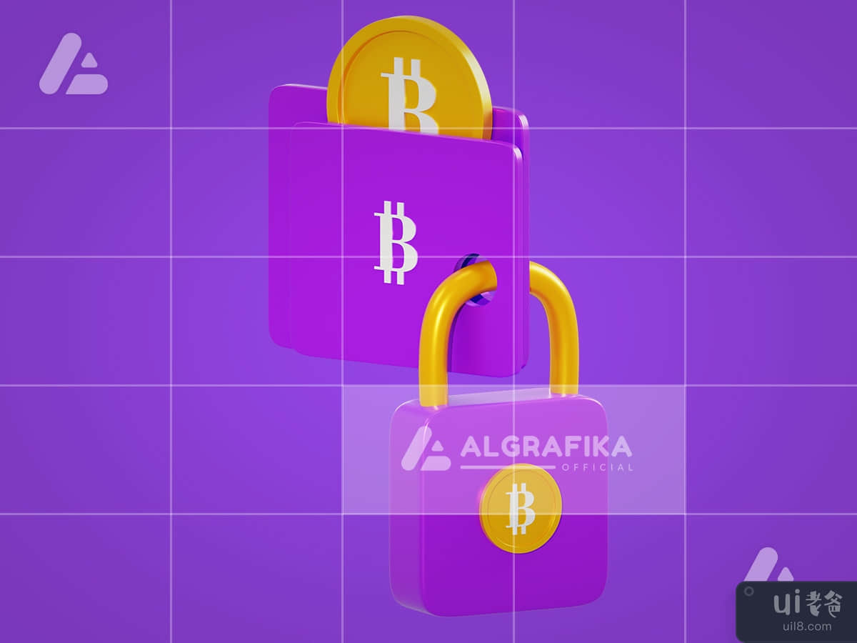 3d illustration bitcoin security