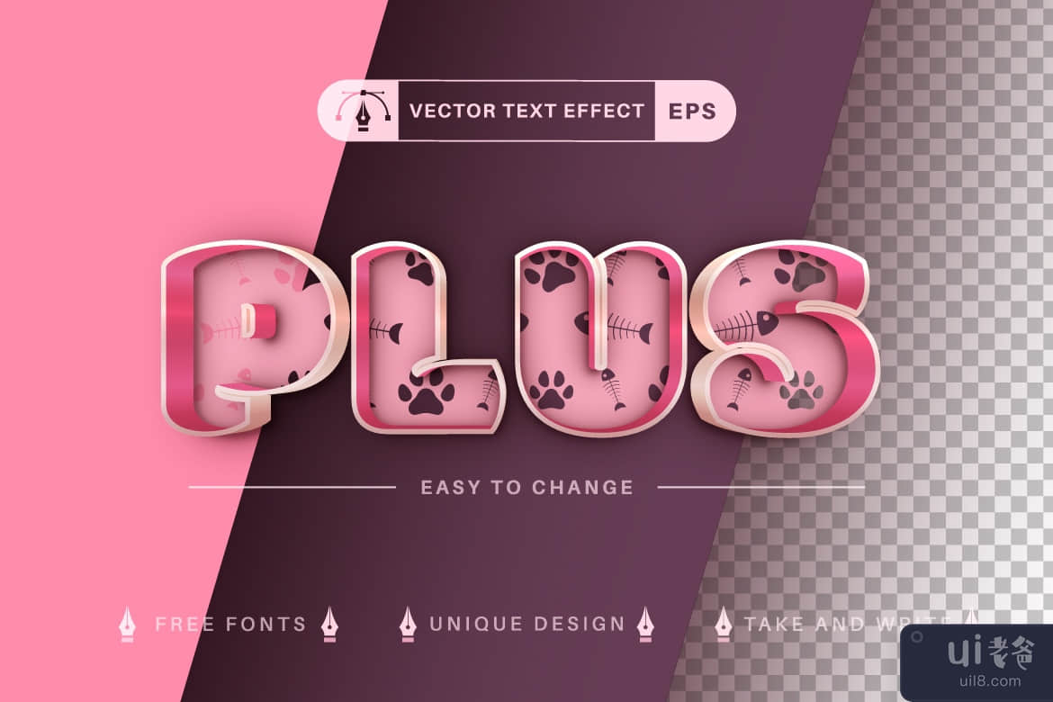 猫双色可编辑文本效果，字体样式(Cat Double Color Editable Text Effect, Font Style)插图5