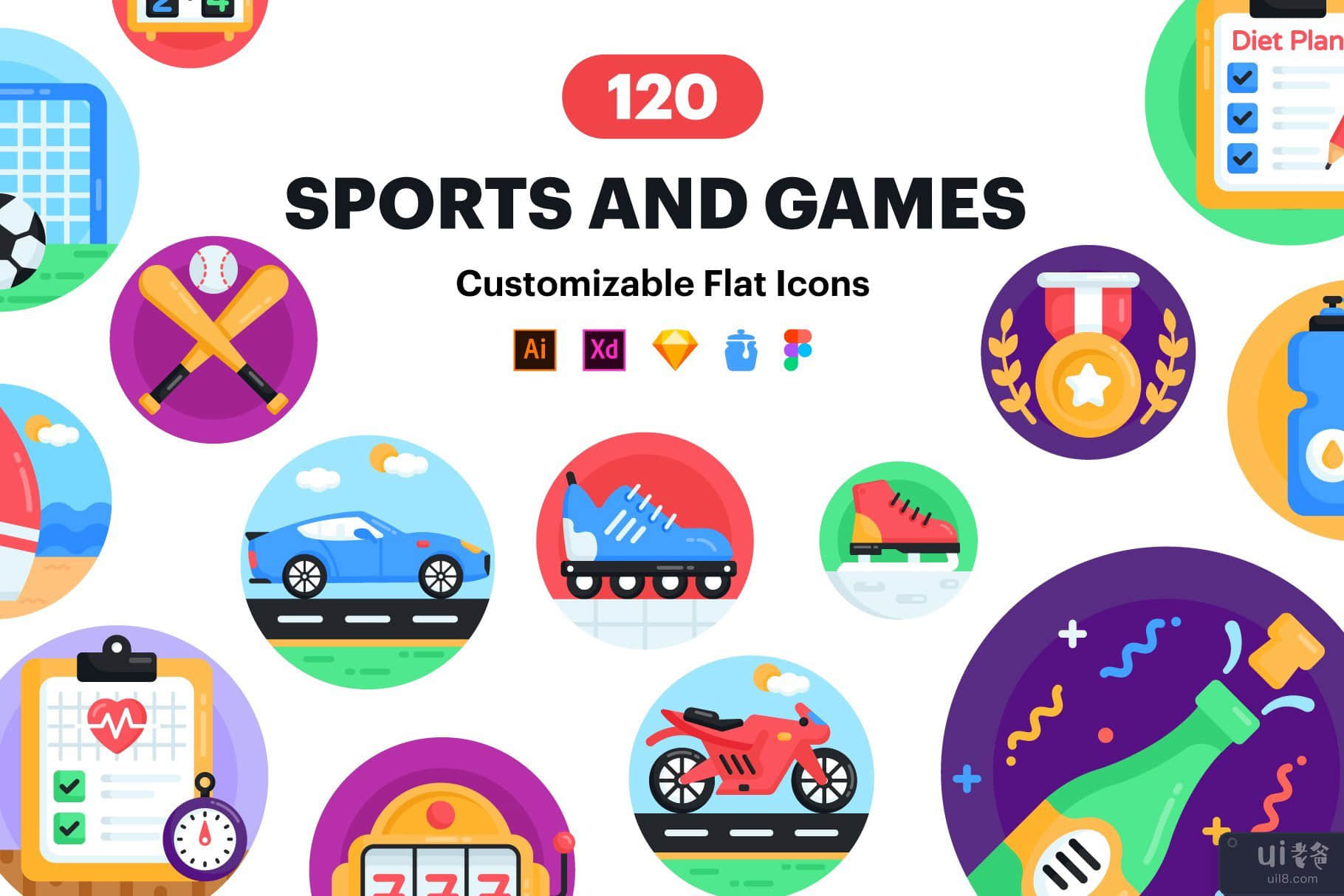 120 个体育和游戏图标(120 Sports And Games icons)插图8