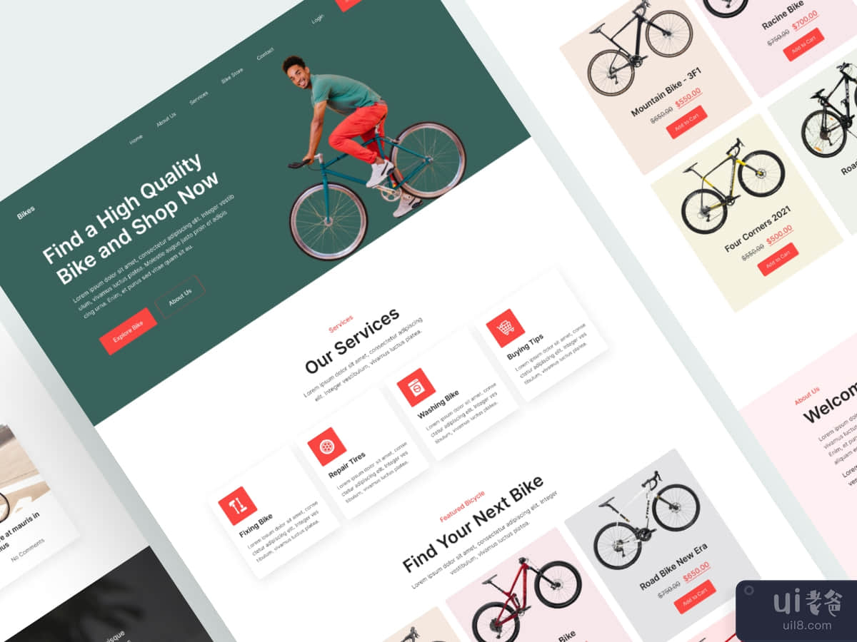 Bicycle E-commerce Landing page design 
