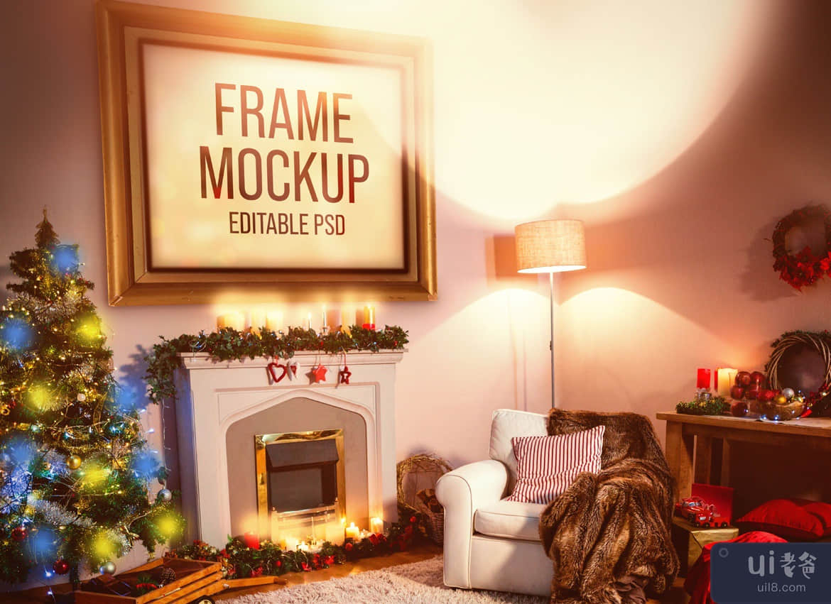 圣诞相框和设备样机集(Christmas Picture Frame and Device Mockup Set)插图4