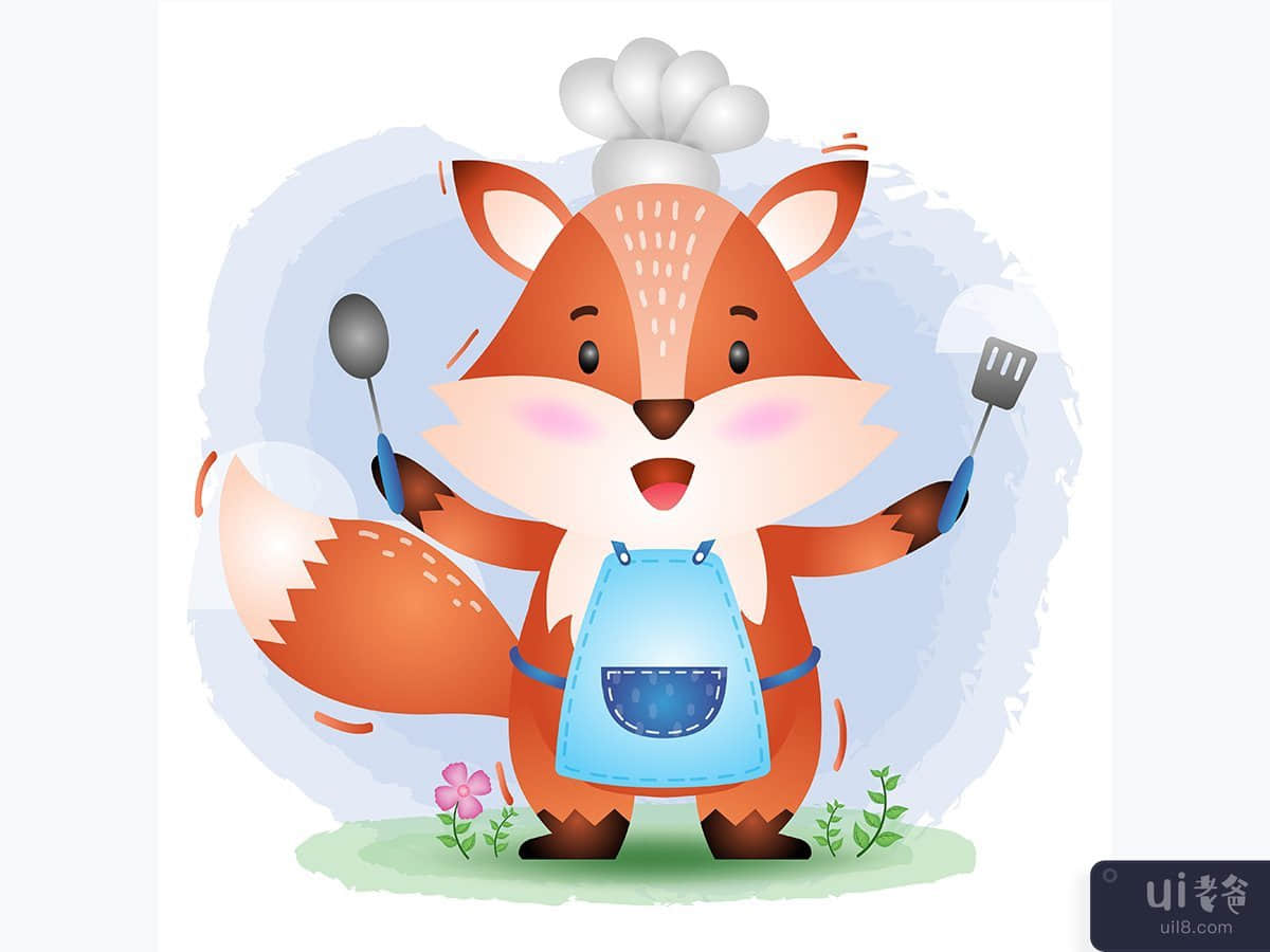 a cute little fox chef