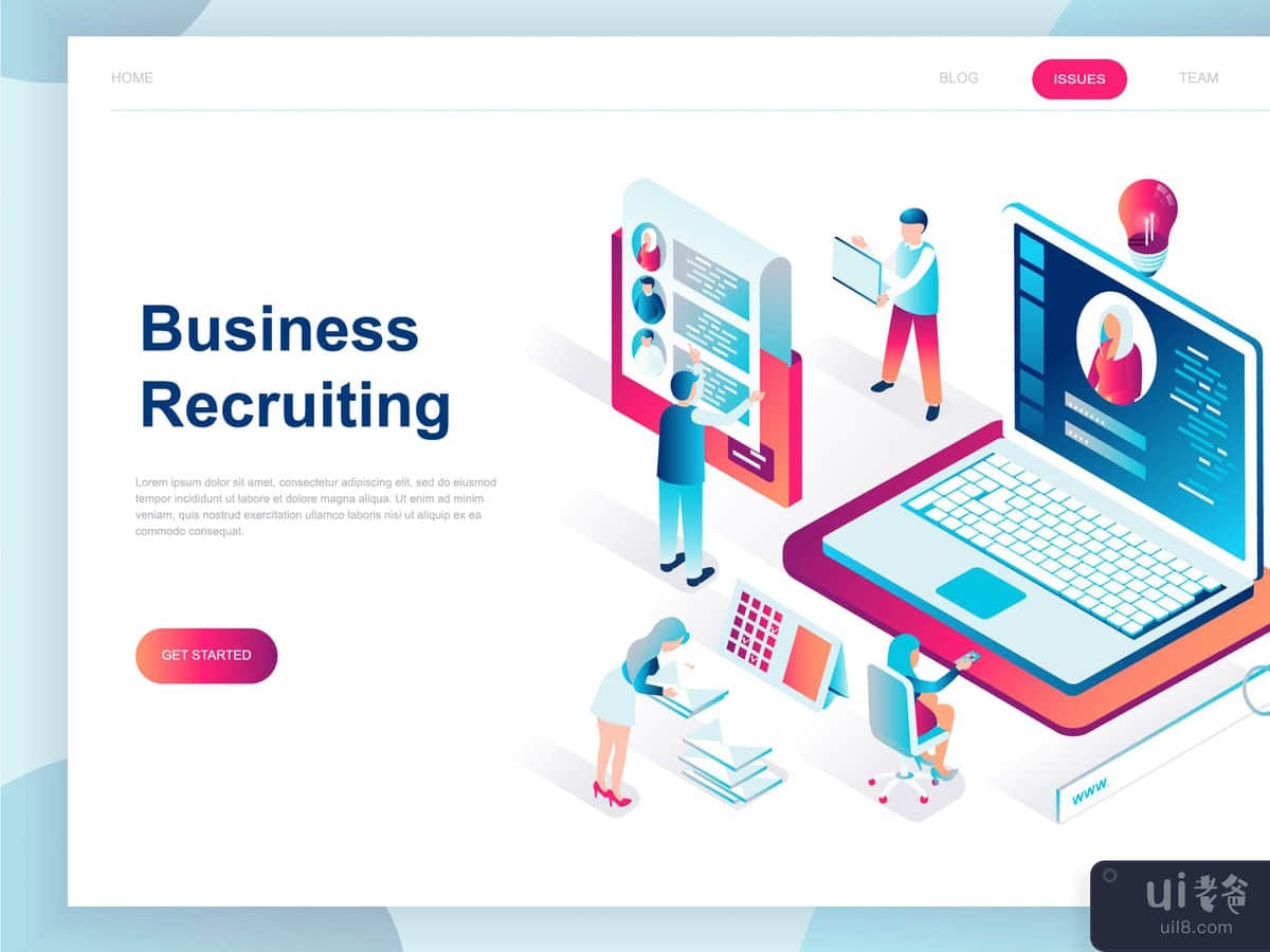 Business Recruiting Isometric Landing Page
