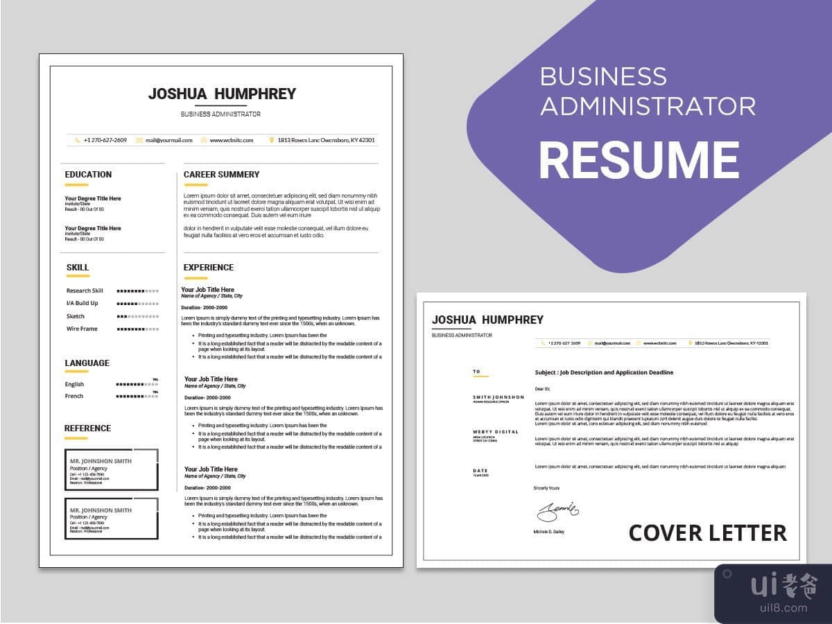 · 清洁和最小的工商管理简历(Clean and Minimal Business Administration Resume)插图2