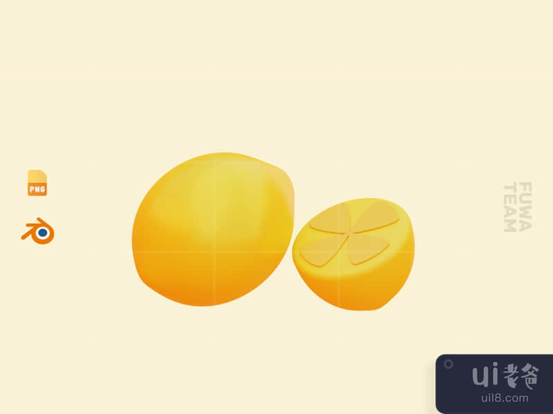 Cute 3D Fruit Illustration Pack - Lemon (front)