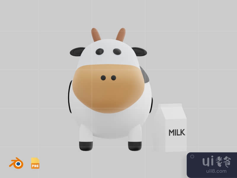 Cow - Cute 3D Animal (front)