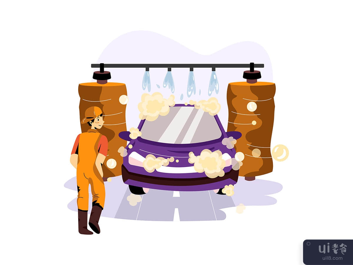Automatic Car Wash Service Illustration