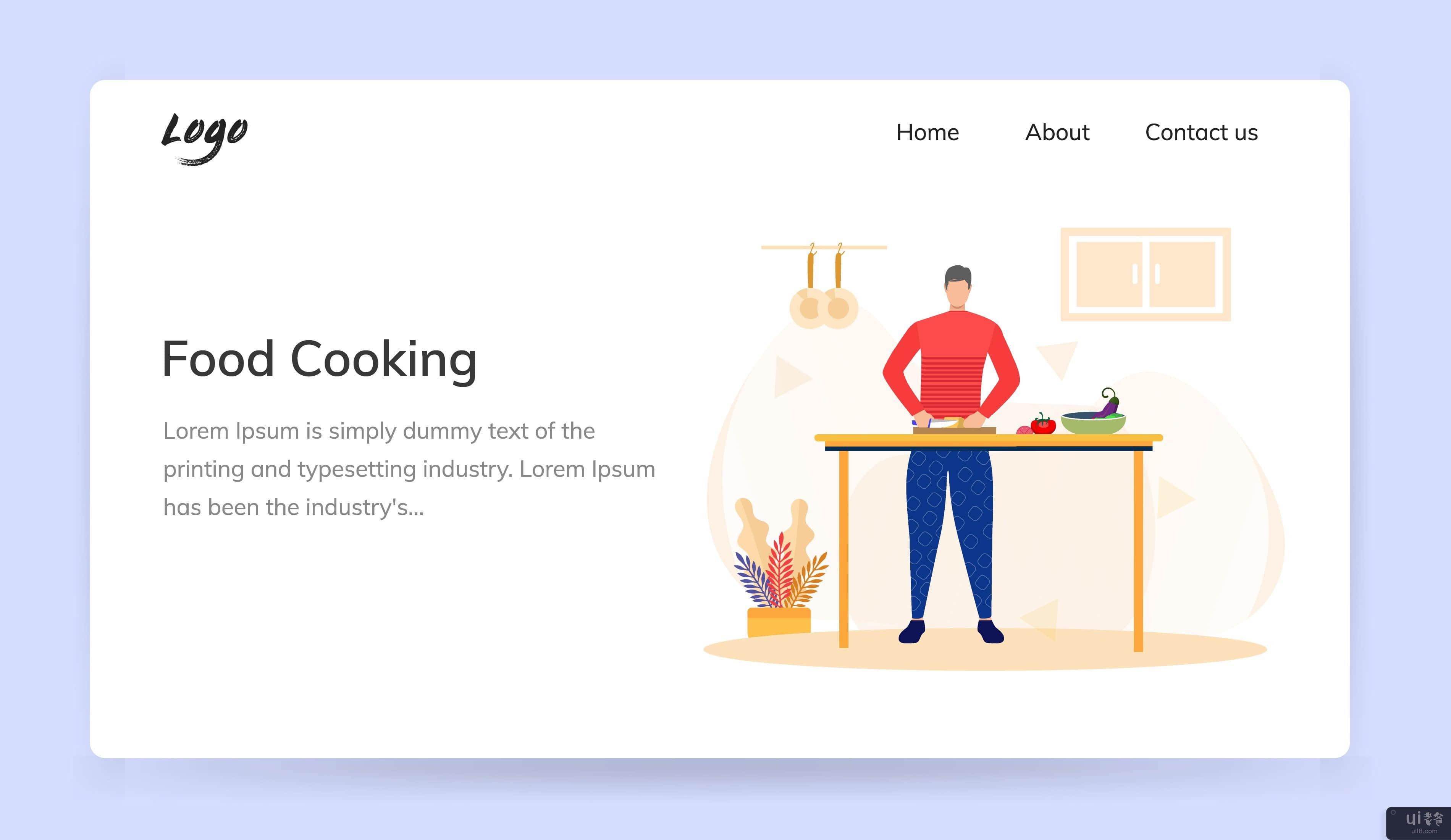 一位男厨师在餐厅厨房烹饪食物，服务插图(A man Chef cooking food in restaurant kitchen, service illustration)插图2