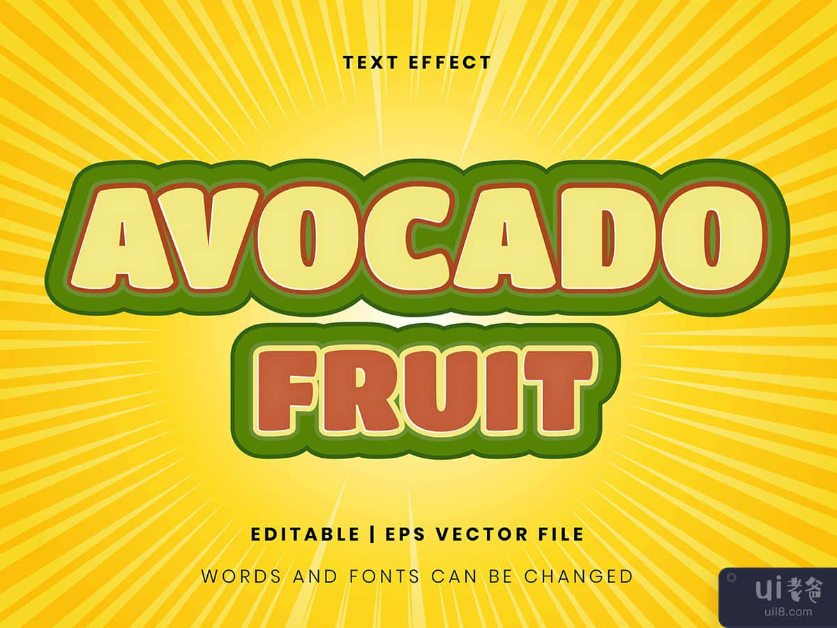Avocado fruit text effect