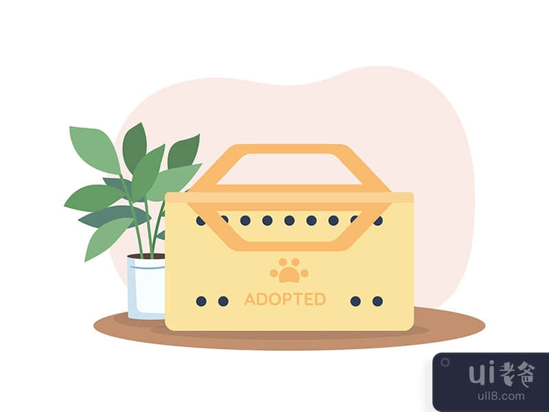 Box for adopted animal 2D vector web banner, poster