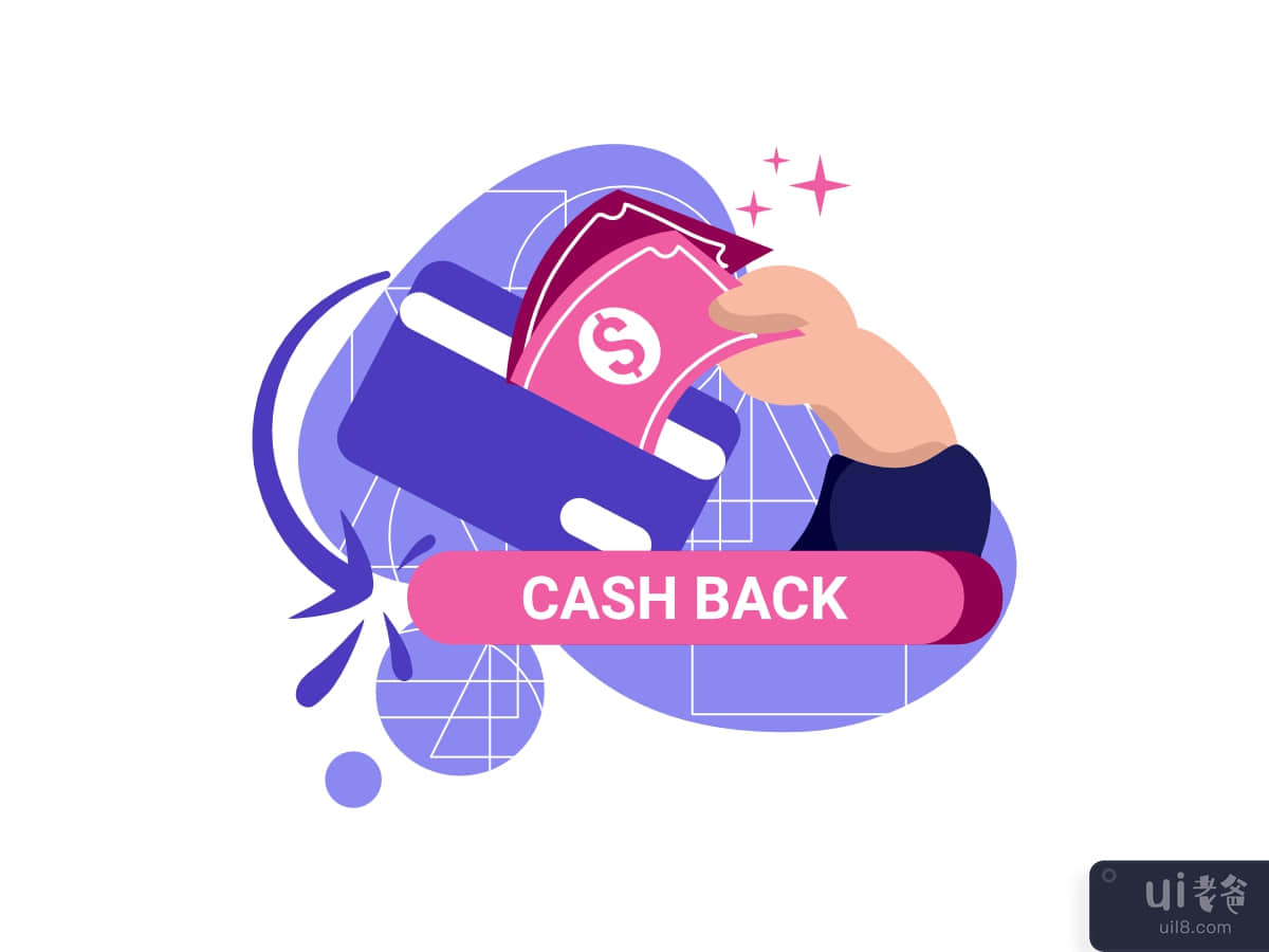 cashback card icon flat Illustration for get vouchers discounts