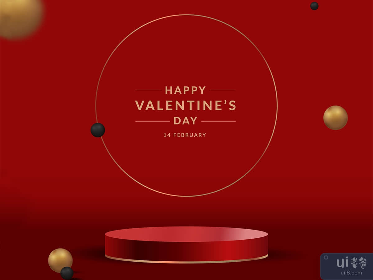 3d valentine podium scene for product display or placement