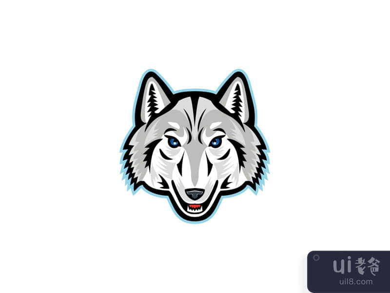 Artic Wolf Head Front Mascot