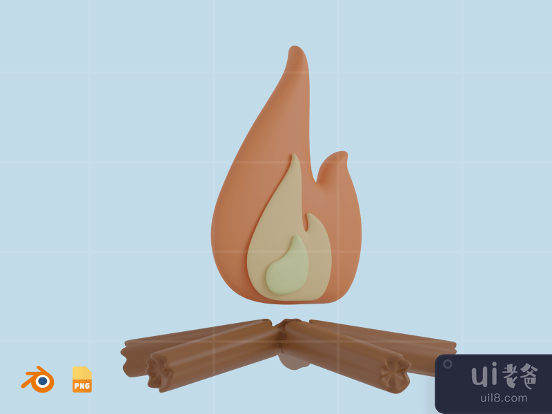 Campfire - 3D Winter Season Illustration