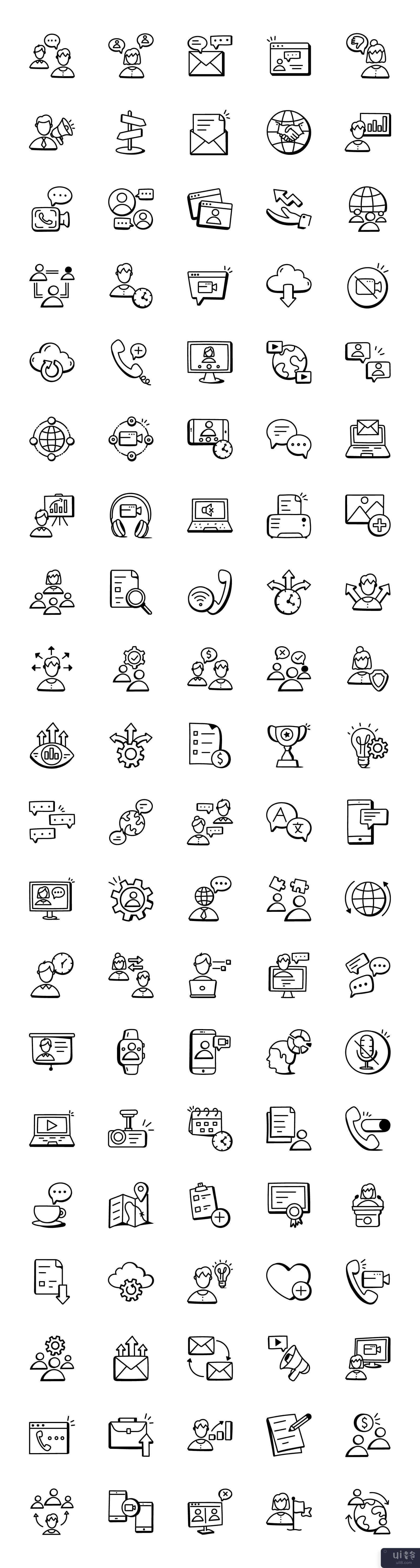 100 涂鸦讨论和会议图标(100 Doodle Discussion and Meeting Icons)插图2