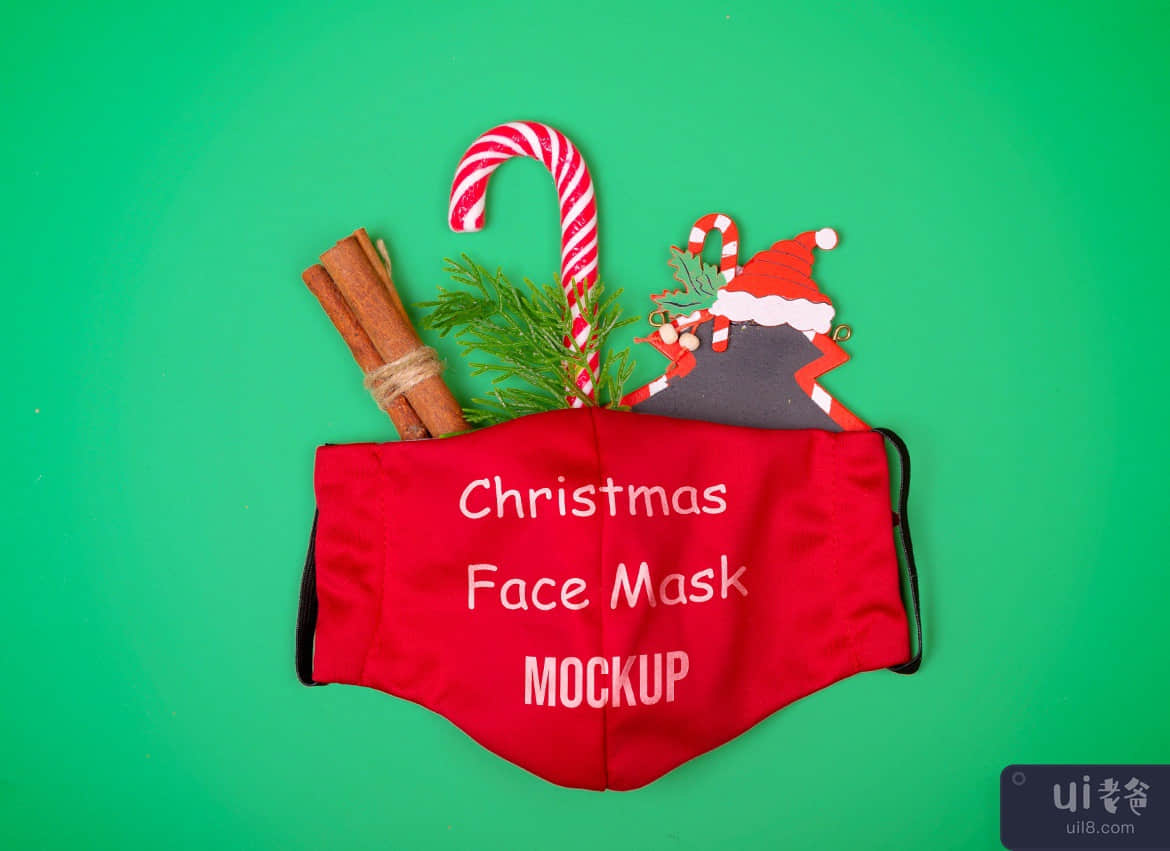 圣诞面具样机(Christmas Face Mask Mockup)插图3