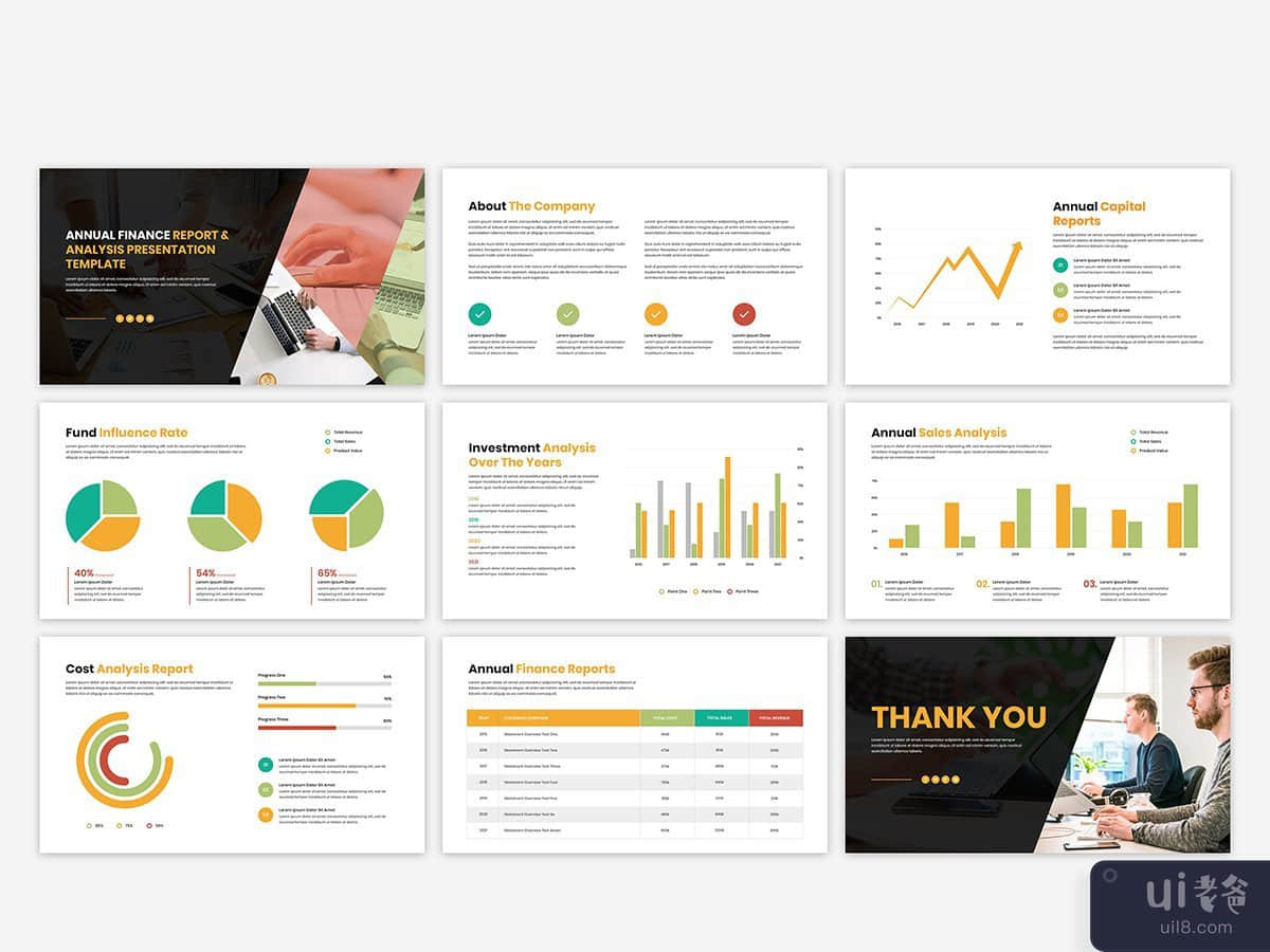 Annual finance report and analysis presentation template design