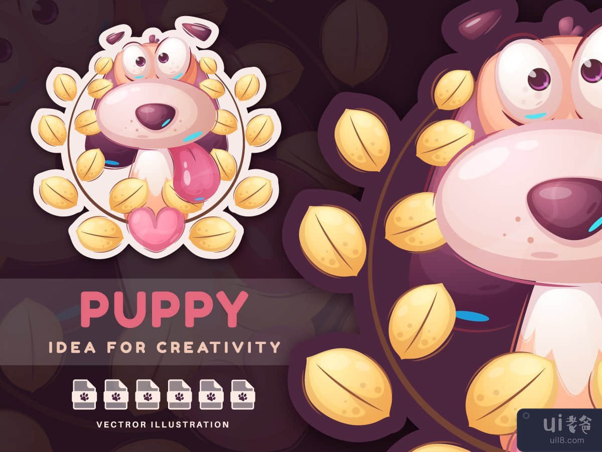 Cartoon Character Animal Teddy Dog - Sticker
