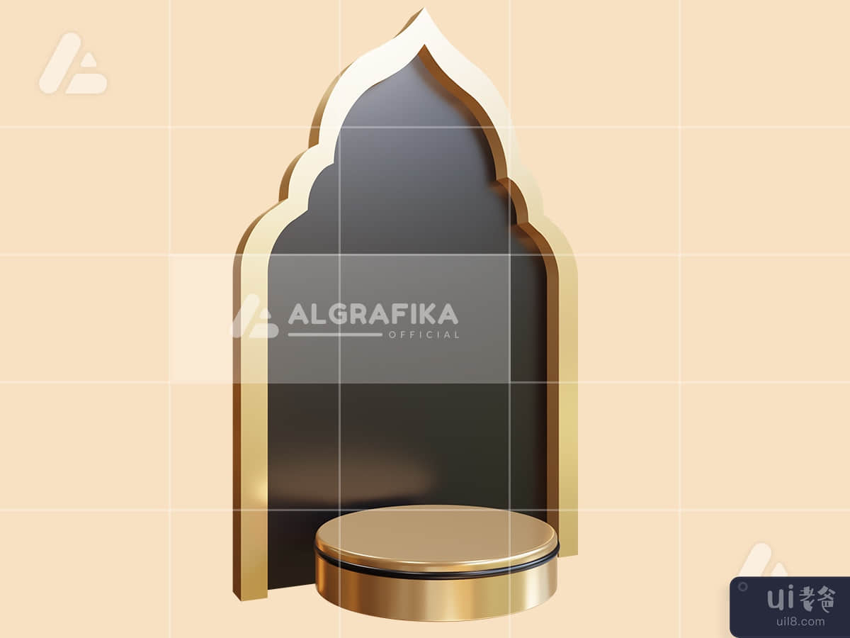 3d illustration ramadan podium gate object