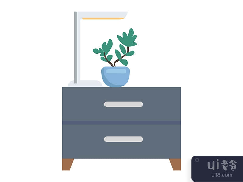 Contemporary cabinet with houseplant semi flat color vector object