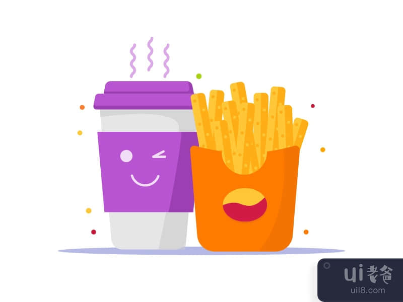 Coffee and french fries vector
